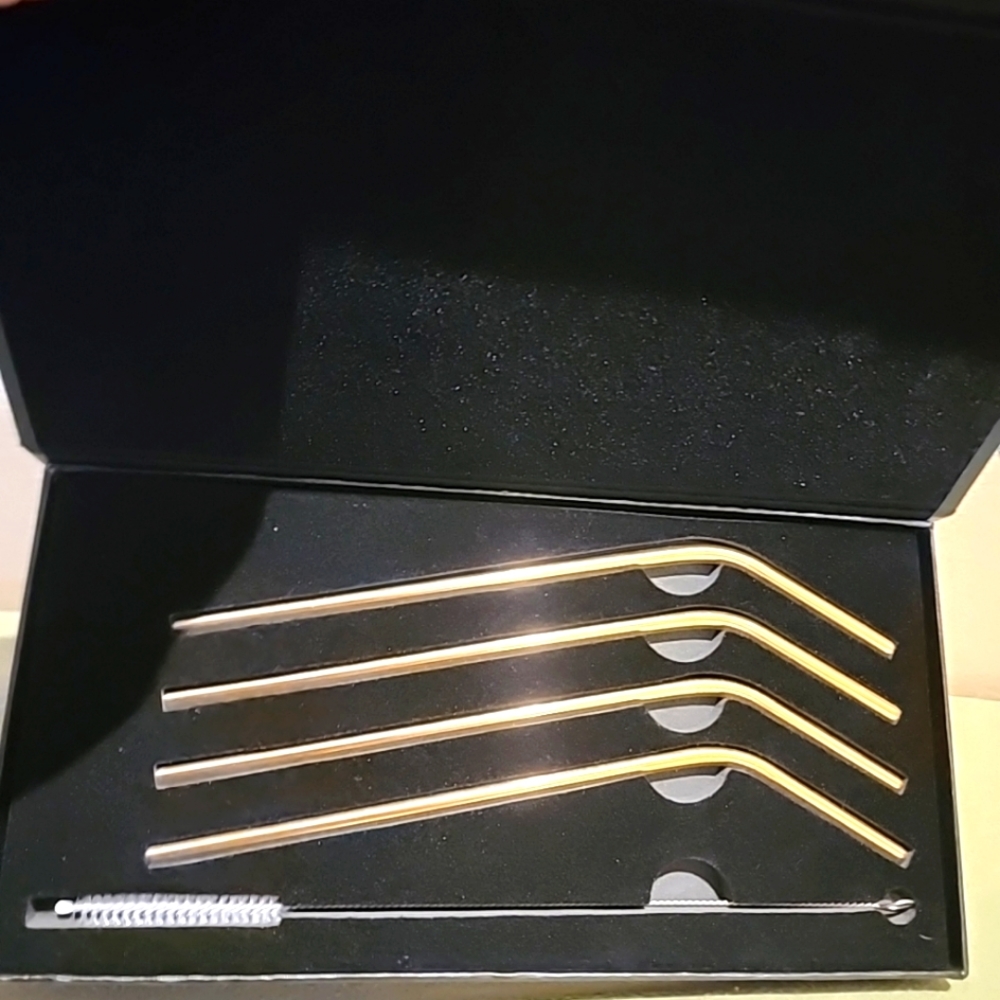 New Orrefors Peak Straws (4 pack) & Cleaning Brush